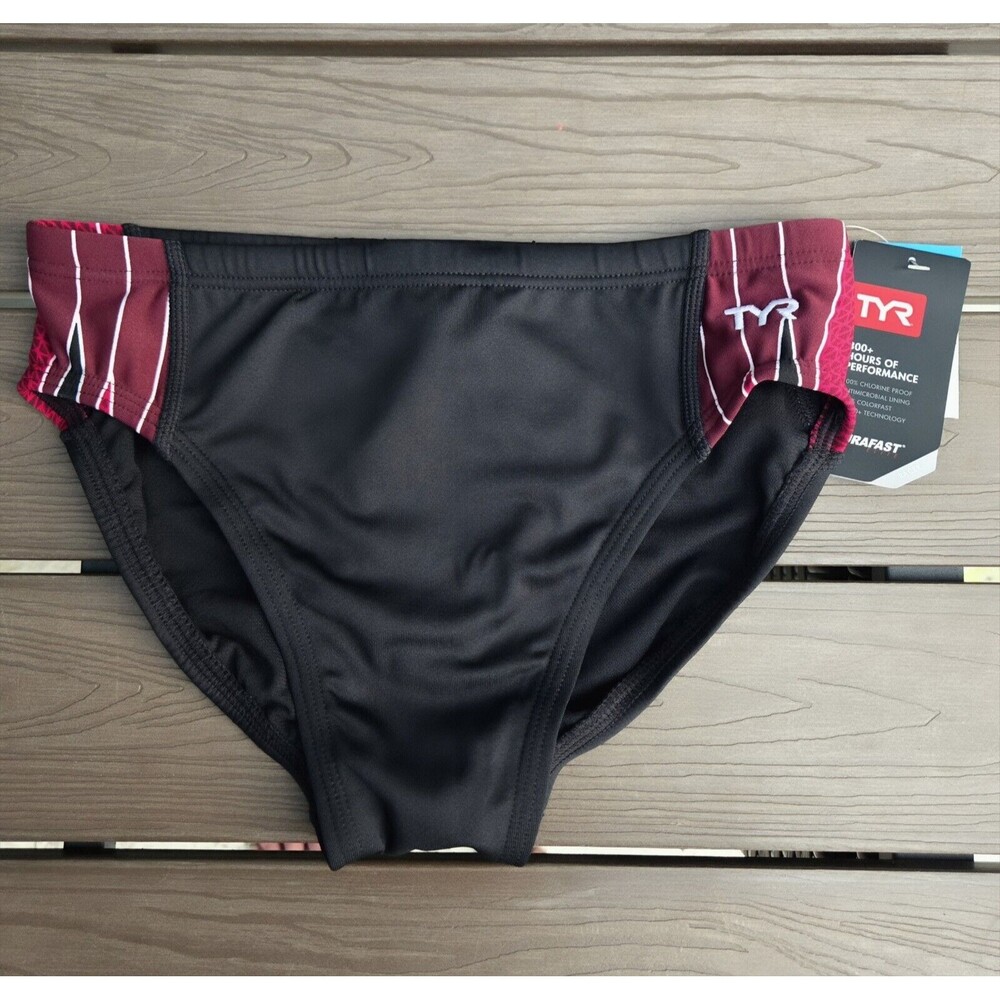 TYR DuraFast Elite Phoenix Destroyer Black Racer Boys Swim  Brief- Size 22 New